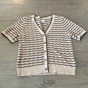 J.Crew Factory women’s spring/summer short sleeve cardigan tan and black size M
